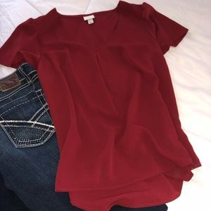 Small, red, a new day blouse